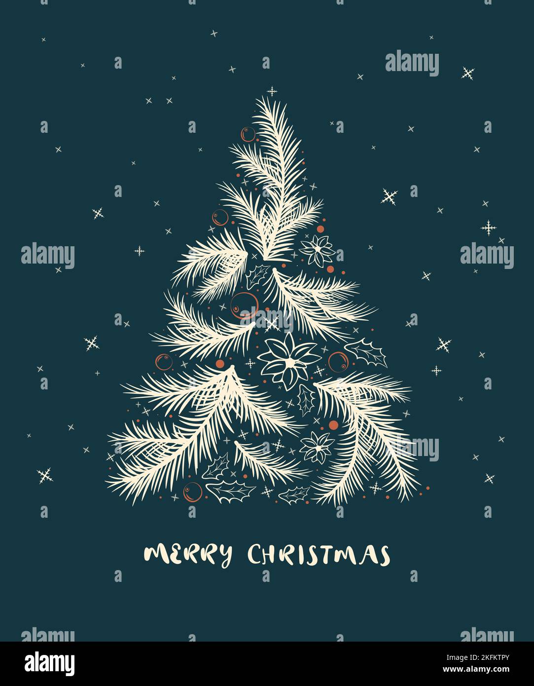 christmas card with light fir branches in illustration Stock Vector ...
