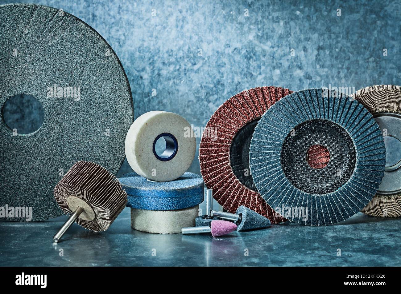 Abrasive Tools Set On Metalic Background Stock Photo Alamy