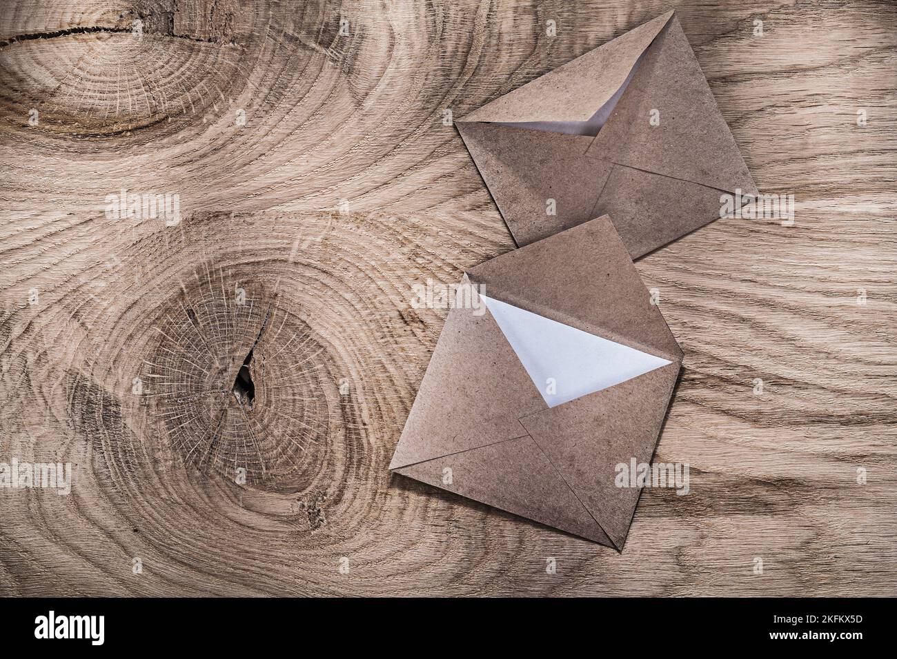 Aged post envelopes letters on wooden board Stock Photo - Alamy