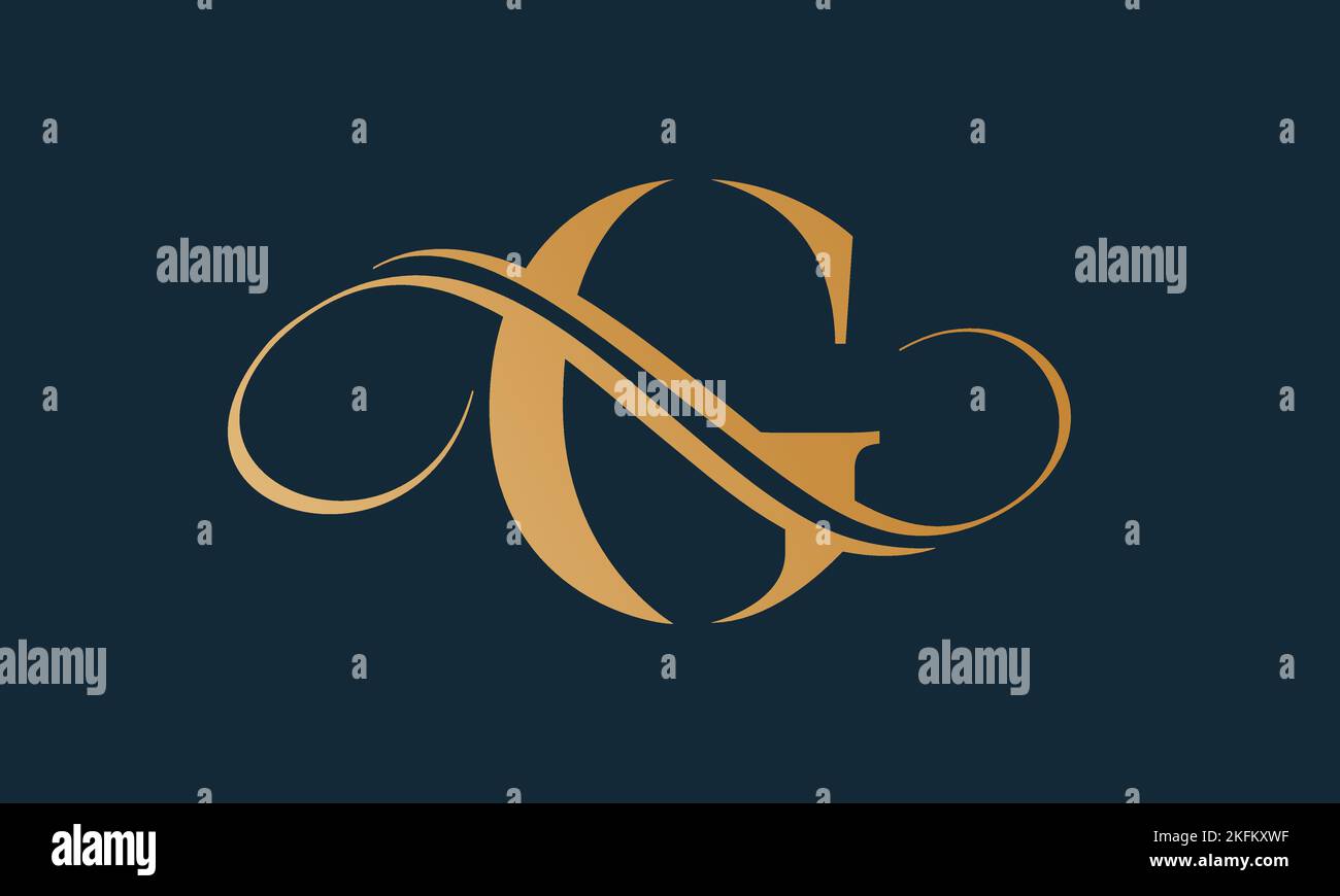 Luxury letter g logo template in gold color. Modern trendy initial luxury g letter logo design. Royal premium letter g logo design vector template. Stock Vector