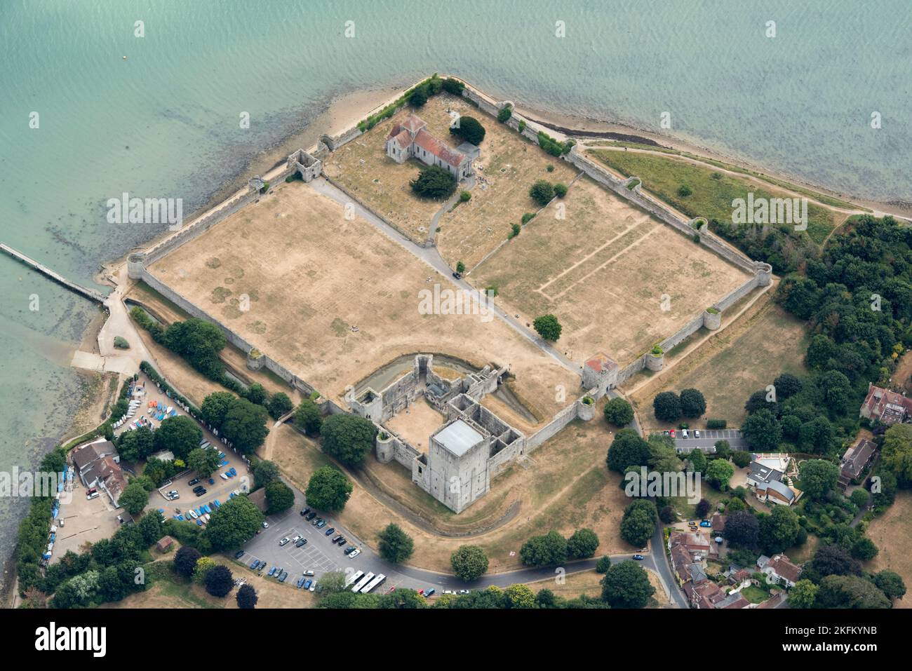 Portchester Castle and Roman Fort, Portchester, Hampshire, 2018 Stock