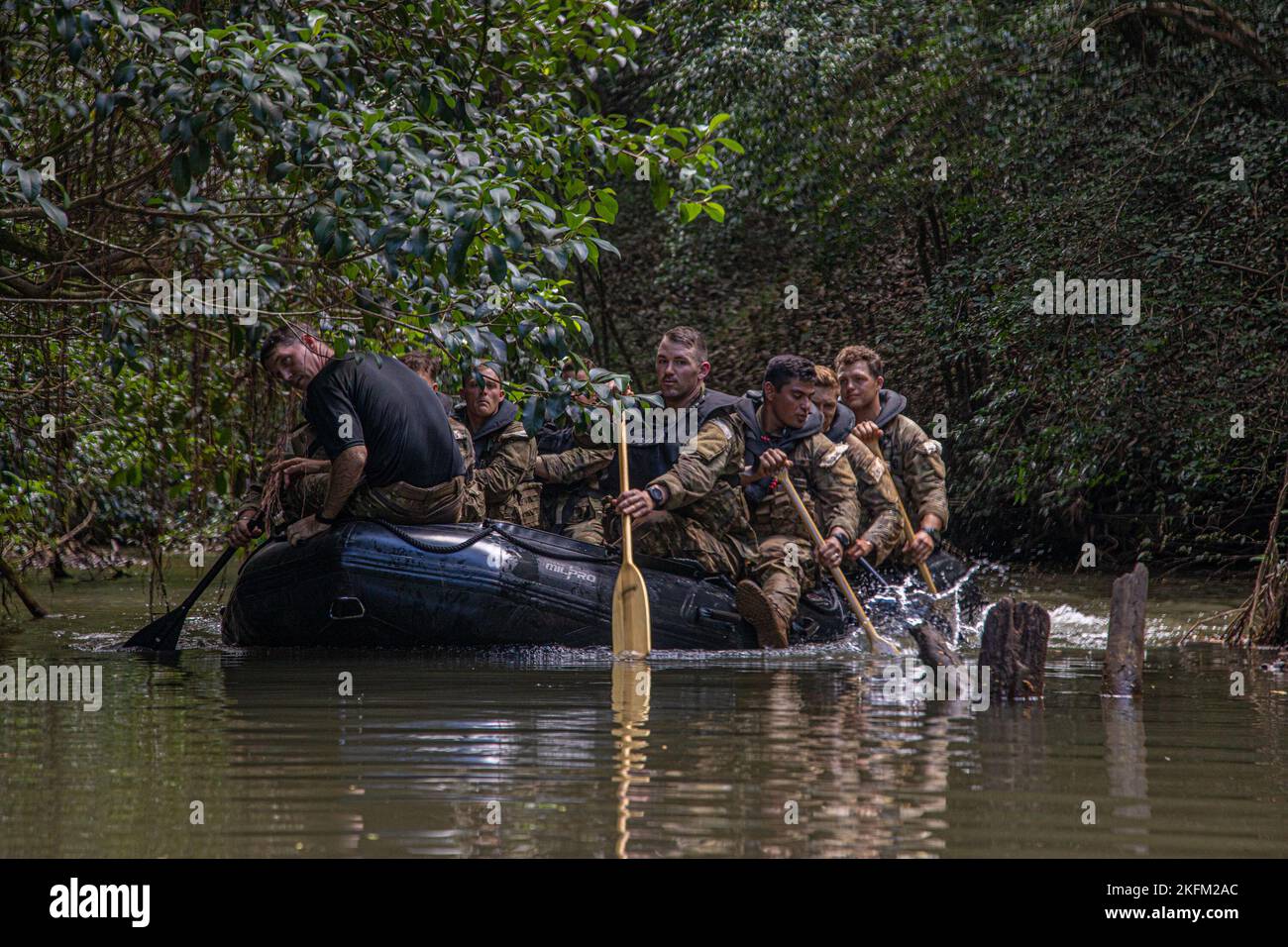 One Rope Bridge With Ruck U.S. Army Soldiers participating in Jungle School perform waterborne ...