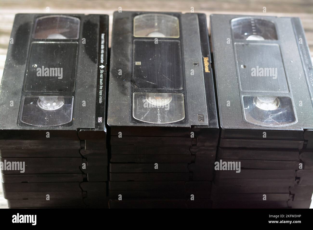 Cairo, Egypt, October 18 2022 pile of VHS video cassette tapes with