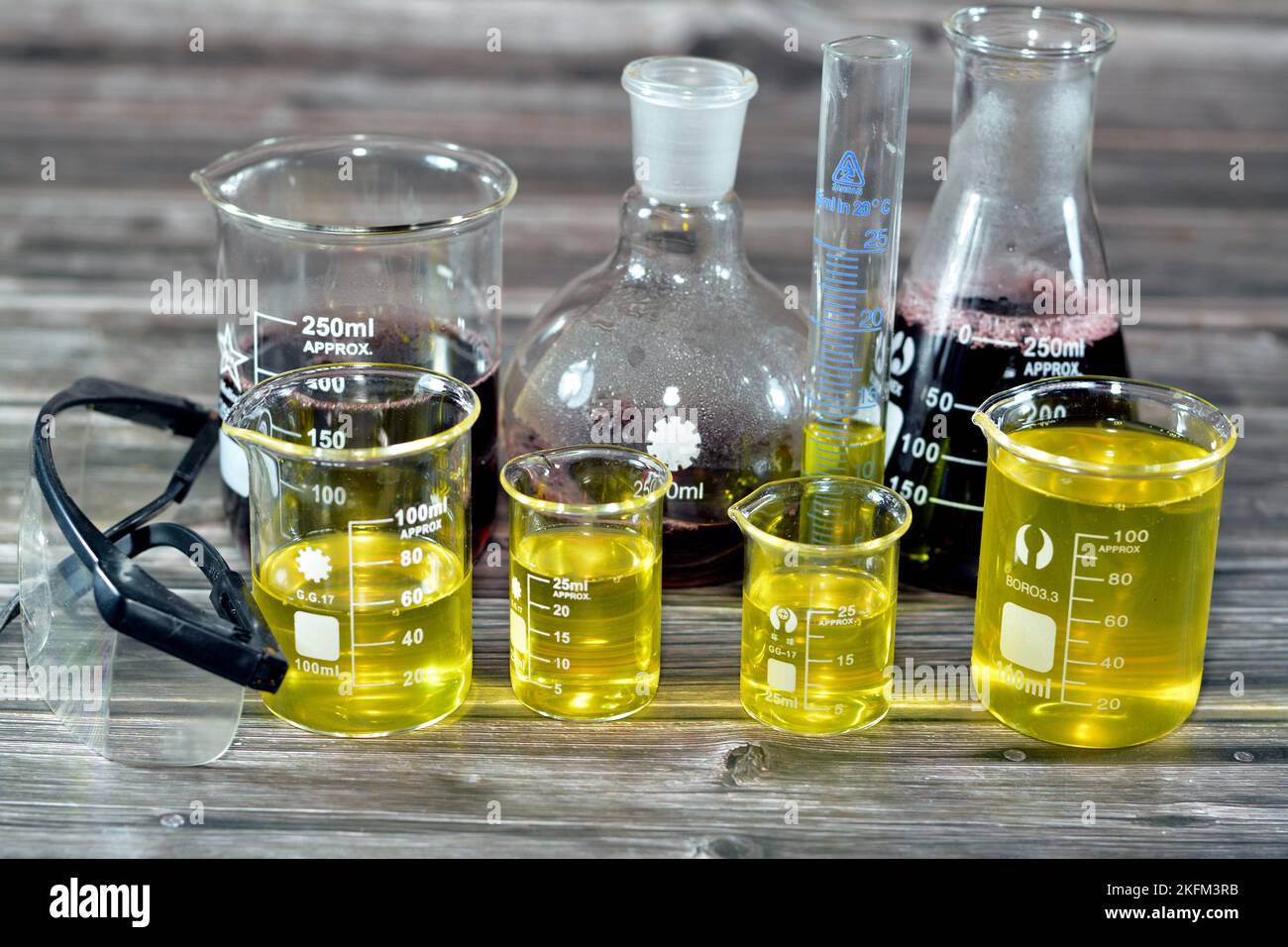 Cairo, Egypt, October 18 2022 A laboratory set of glassware of