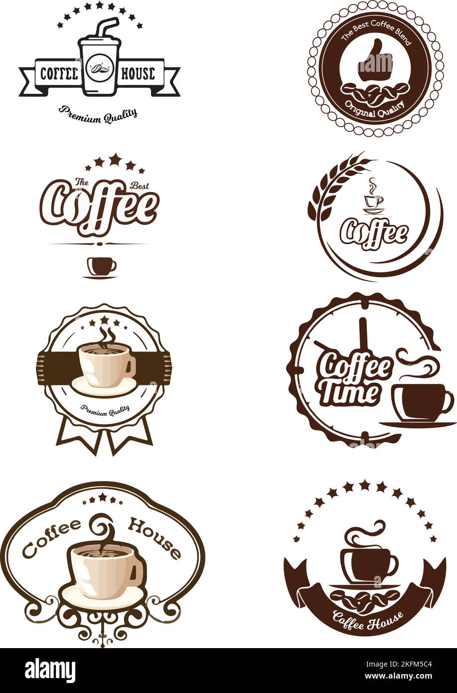 Coffee Logo Collection Fully Editable Template Stock Vector