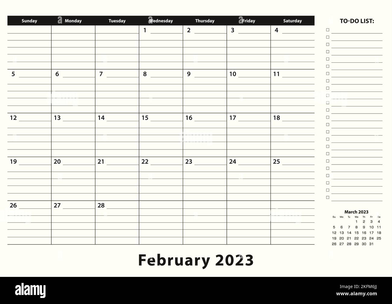 February 2023 Monthly Business Desk Pad Calendar. February 2023 ...