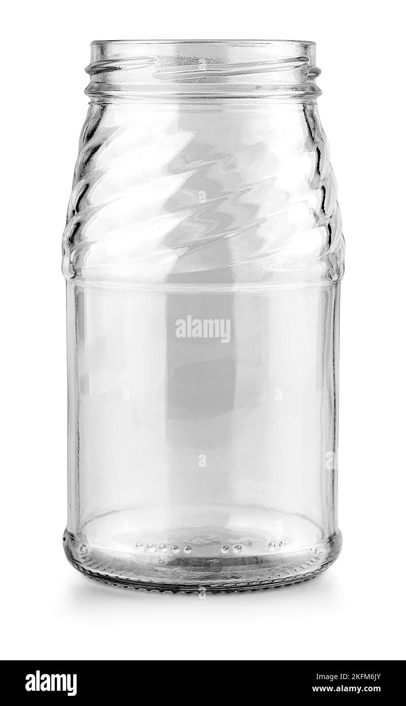 The empty glass jar isolated on white with clipping path Stock Photo
