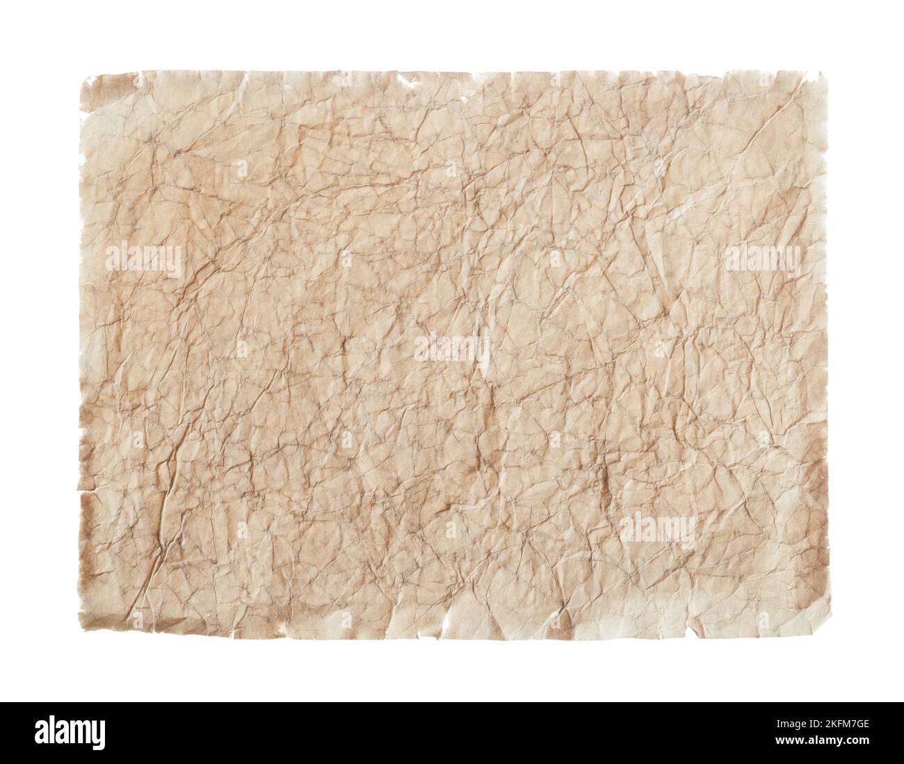 Medieval crumpled paper isolated on white Stock Photo - Alamy