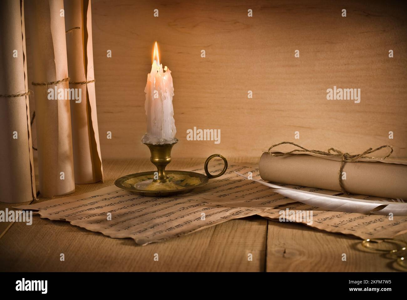 musical notes and candle Stock Photo Alamy