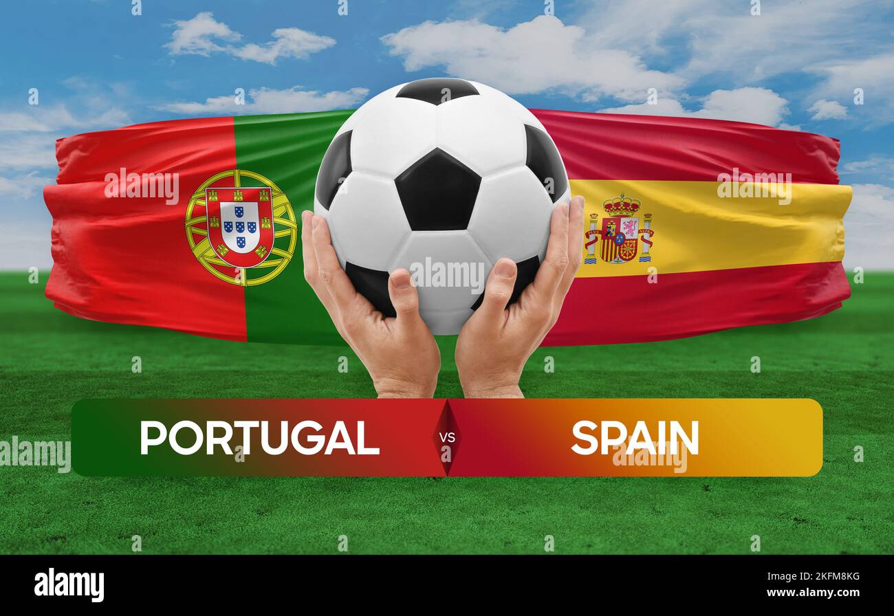 Portugal vs Spain national teams soccer football match competition