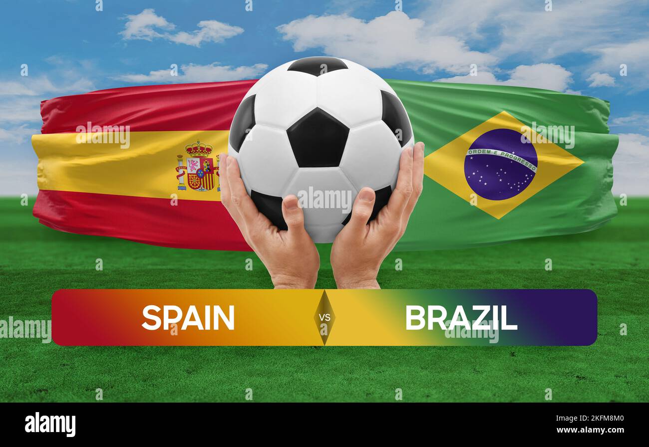 Spain vs Brazil national teams soccer football match competition