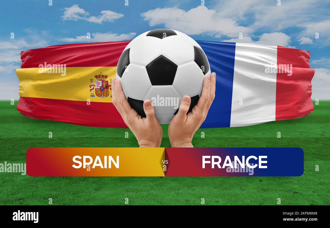 Spain vs France national teams soccer football match competition