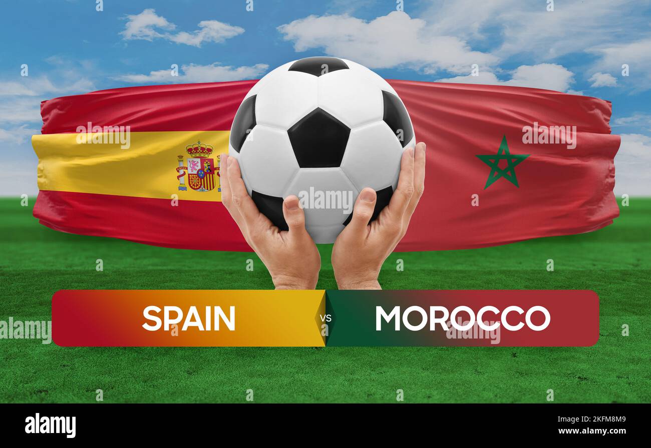 Spain vs Morocco national teams soccer football match competition