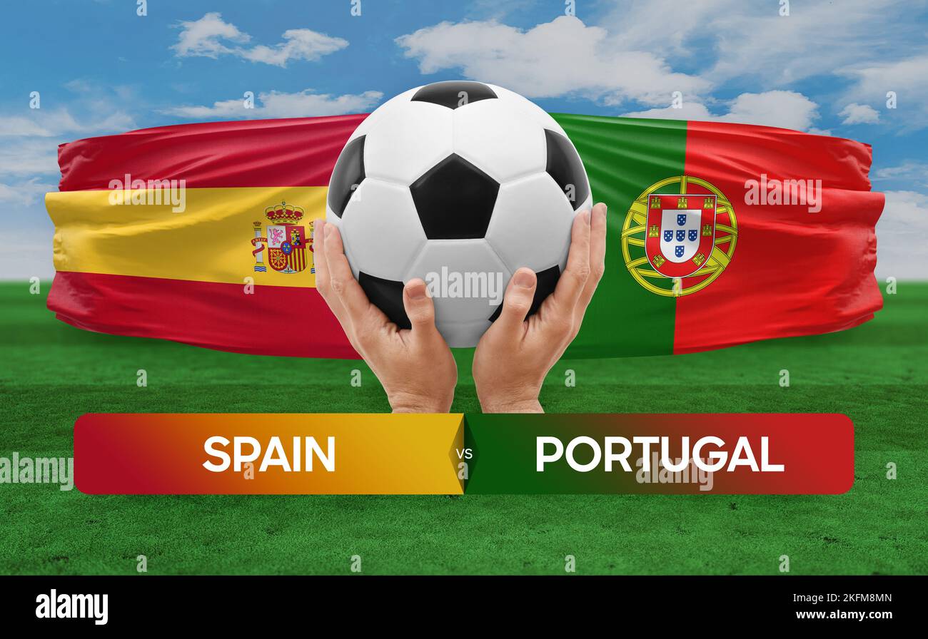 Spain vs Portugal national teams soccer football match competition