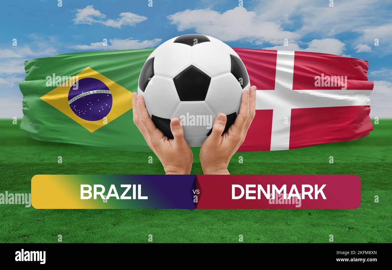 Fanion Foot 10x9 Cm - Brésil Vs Danemark - Quart De Finale Coupe Du Monde 1998