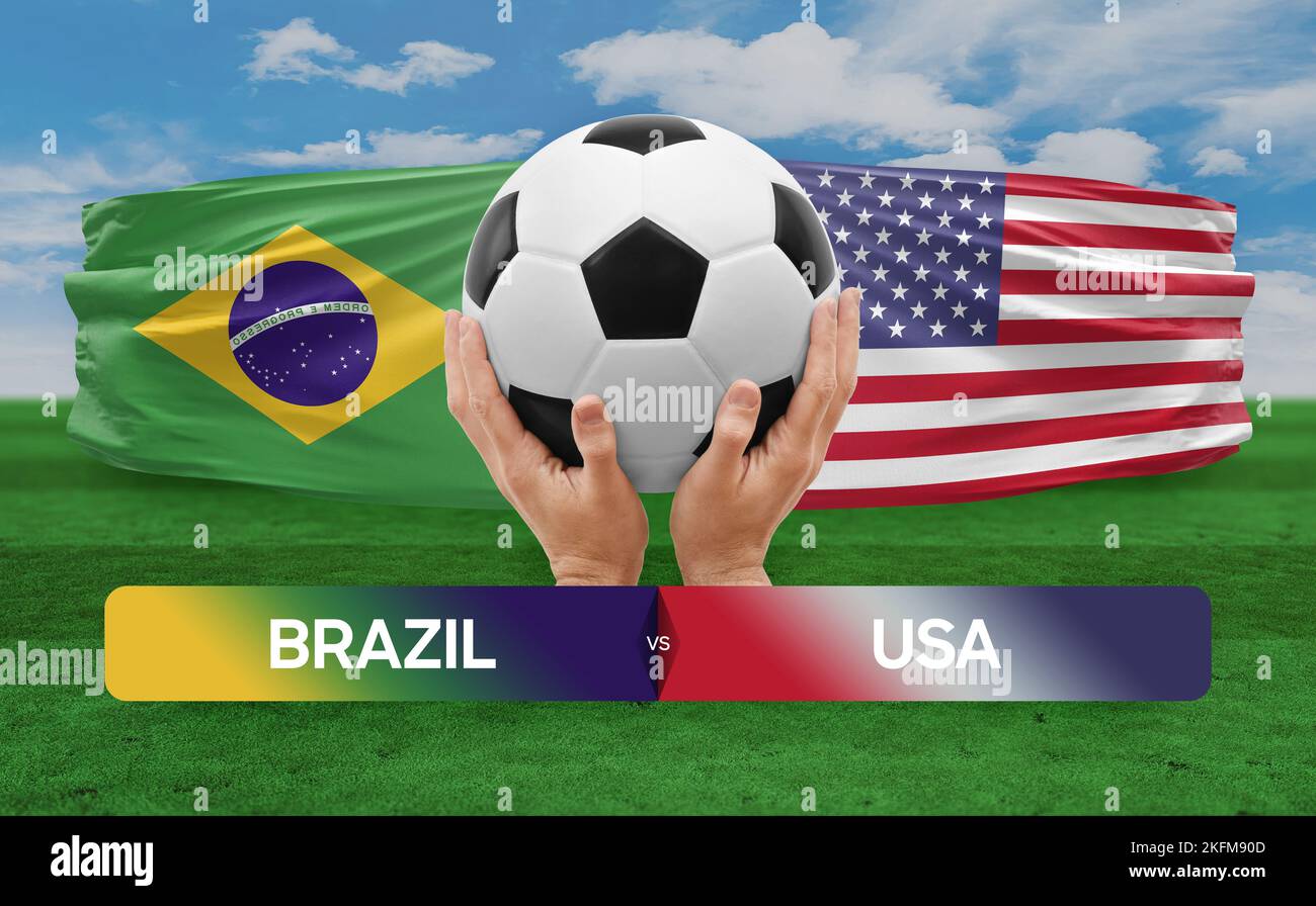 Brazil vs USA national teams soccer football match competition concept