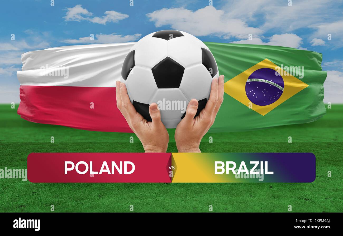 Poland vs Brazil national teams soccer football match competition concept Stock Photo Alamy