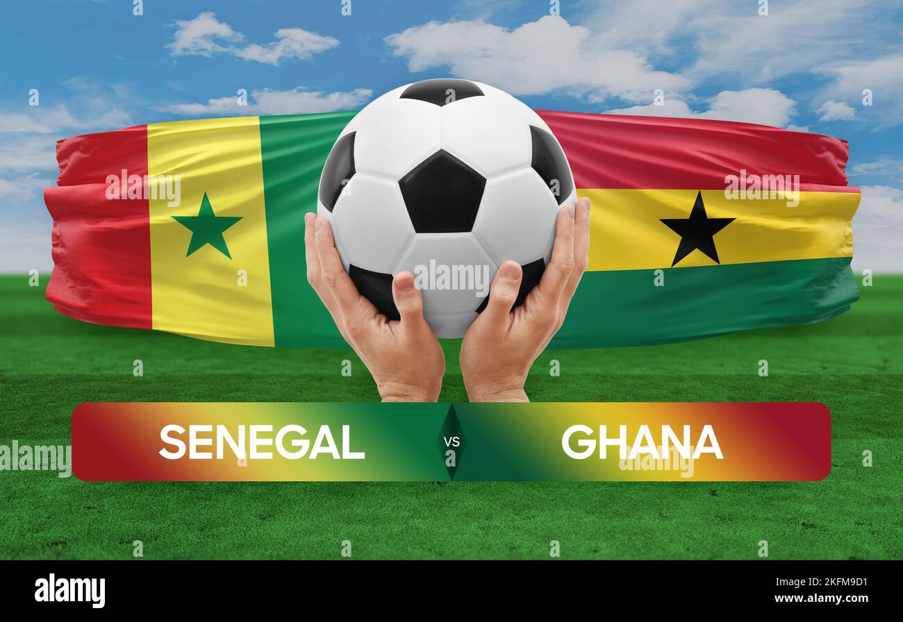Senegal vs Ghana national teams soccer football match competition concept. Stock Photo