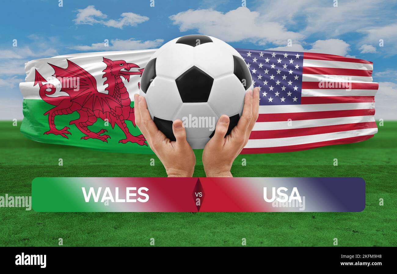 Wales vs USA national teams soccer football match competition concept
