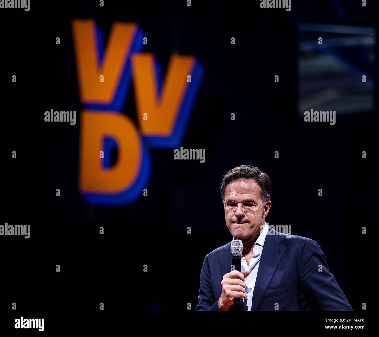 ROTTERDAM - Mark Rutte (VVD) gives a speech during the autumn congress ...