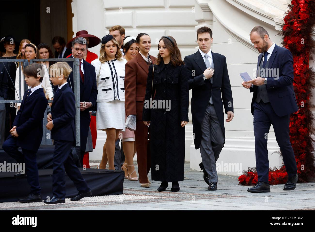 Louis Ducruet, Alexandra of Hanover, Pauline Ducruet and guests arrive to attend celebrations marking Monaco's National Day at the Palace in Monaco, November 19, 2022. REUTERS/Eric Gaillard/Pool Stock Photo