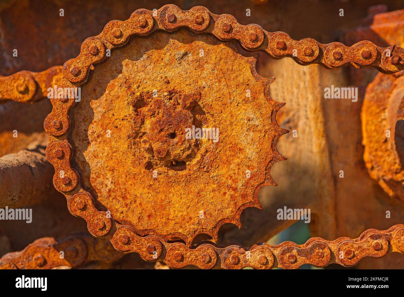 Rusted metallic cog-wheel mehanism Stock Photo