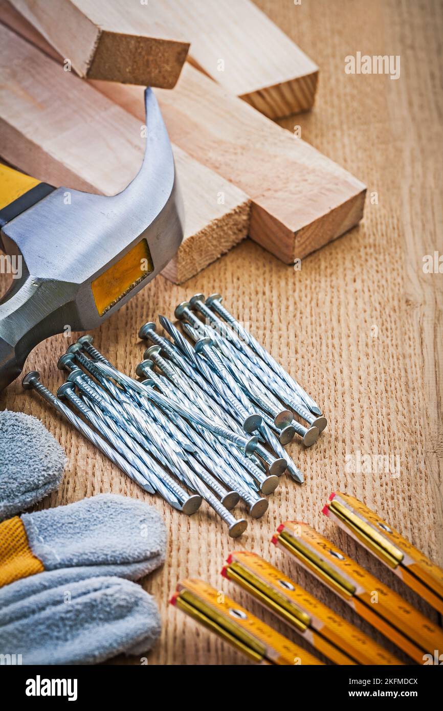 set of carpentry tools on wooden board Stock Photo - Alamy
