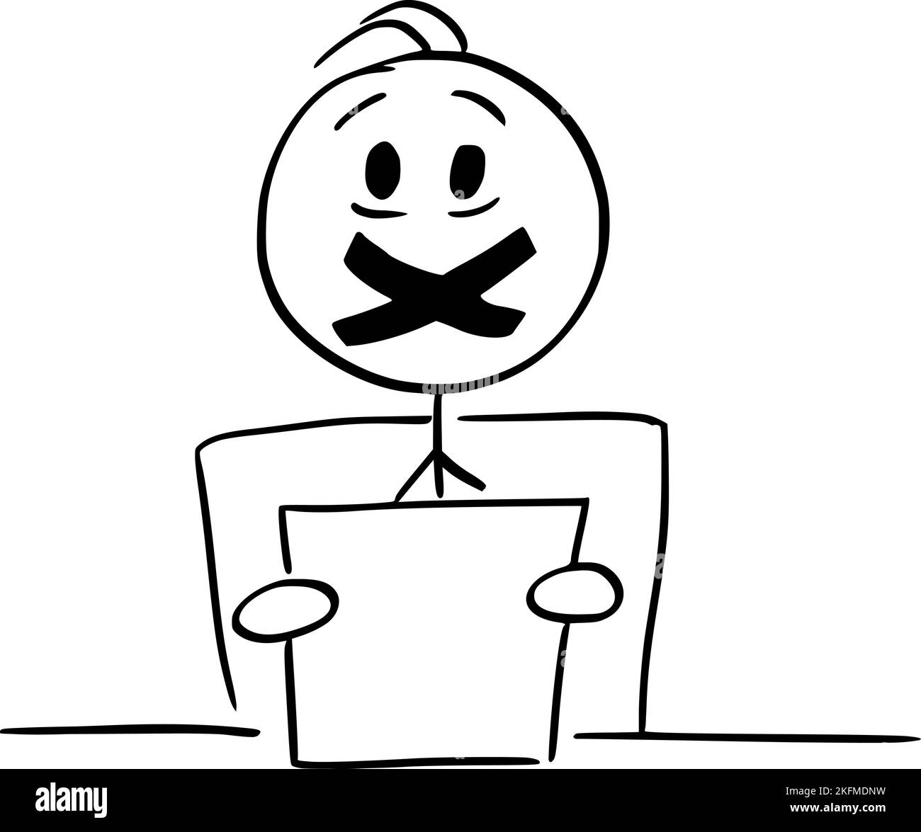 Censored Television Anchorman, Censorship and Journalism,Vector Cartoon Censored Television Anchorman, Censorship and Journalism,Vector Cartoon