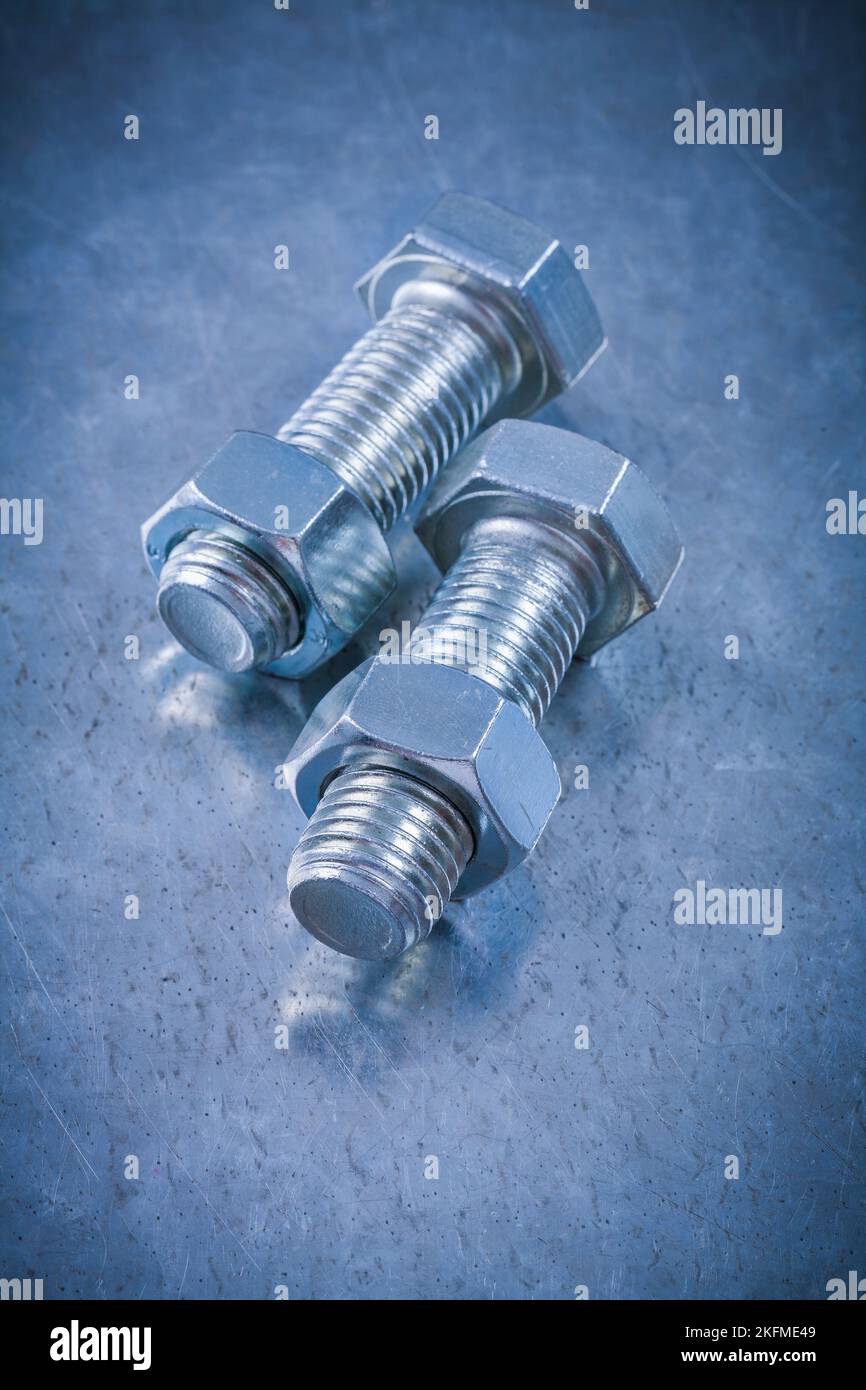 Set of threaded bolt details and screwnuts construction concept Stock Photo Alamy