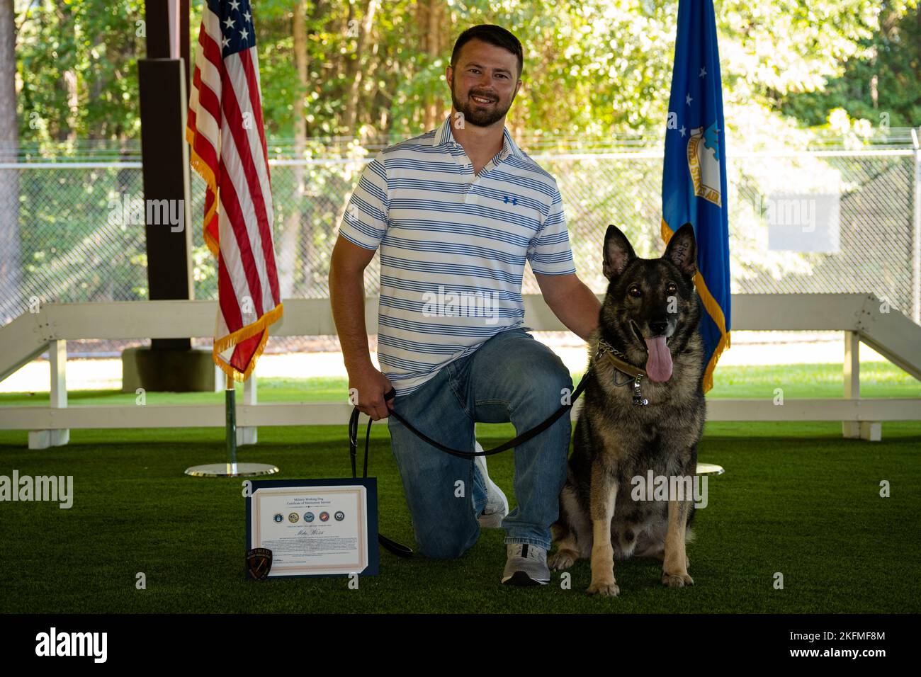 Military Working Dog Miko and Nick Armstrong, Miko’s former handler ...