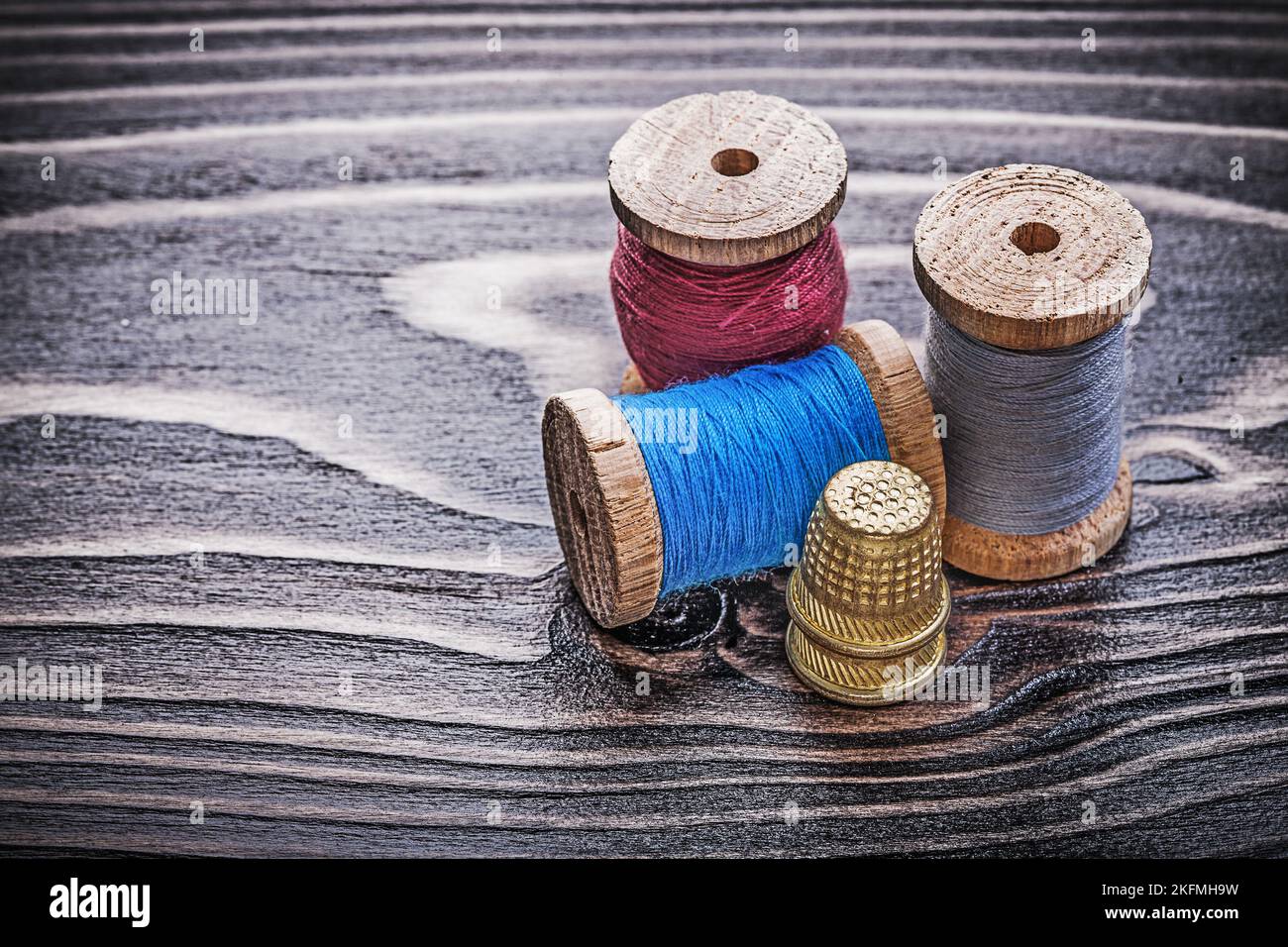 Collection of wooden cotton reels hi-res stock photography and images ...