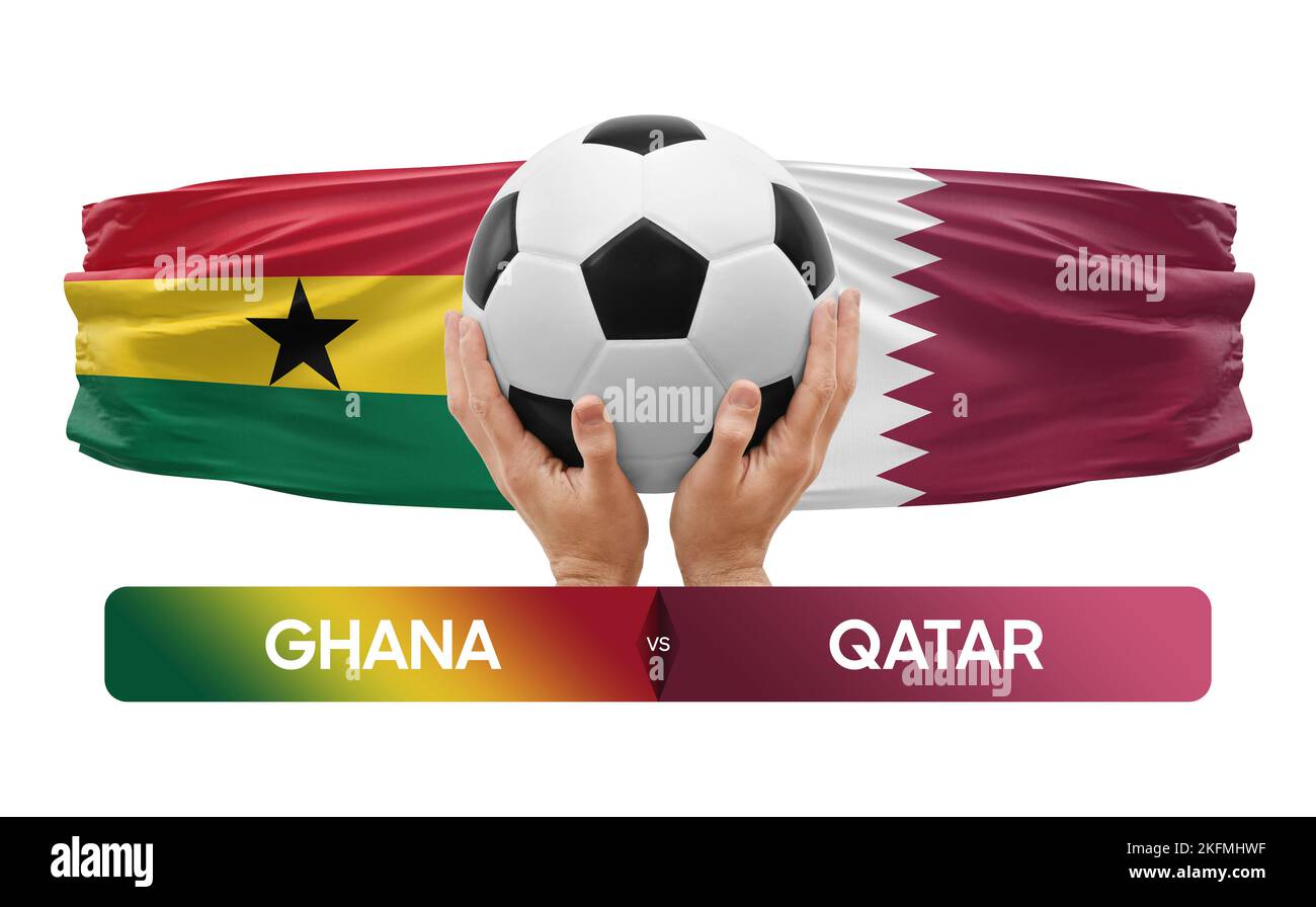 Ghana vs Qatar national teams soccer football match competition concept. Stock Photo