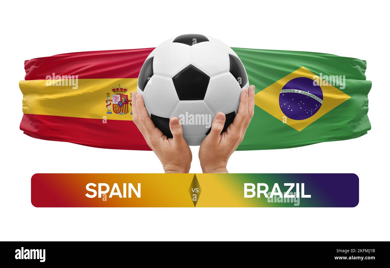 Spain vs Brazil national teams soccer football match competition