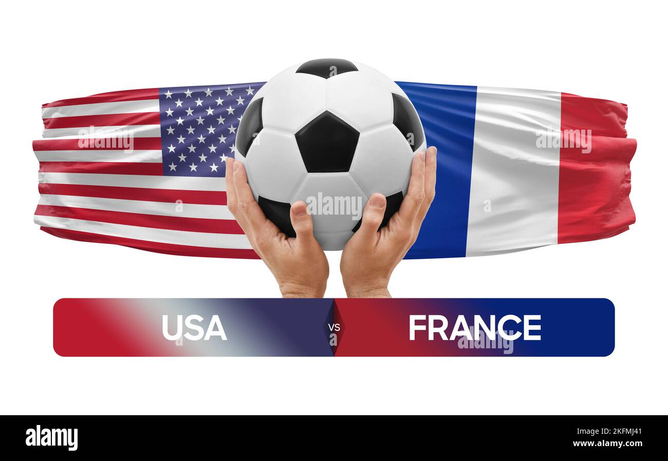 USA Vs France National Teams Soccer Football Match Competition Concept Usa Vs France National Teams Soccer Football Match Competition Concept 2KFMJ41