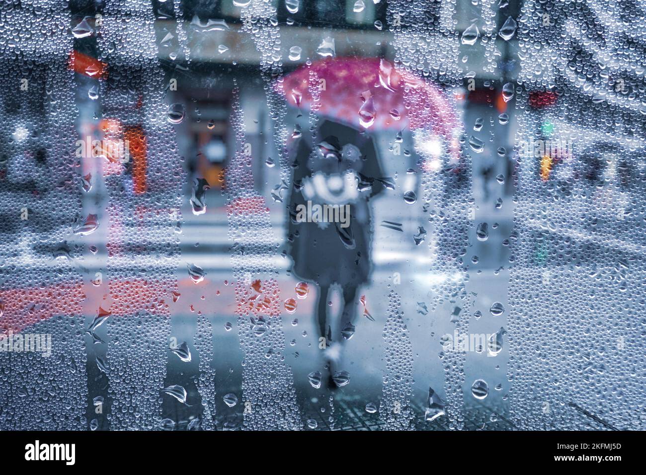 pedestrian with an umbrella in rainy days in Bilbao city, basque ...