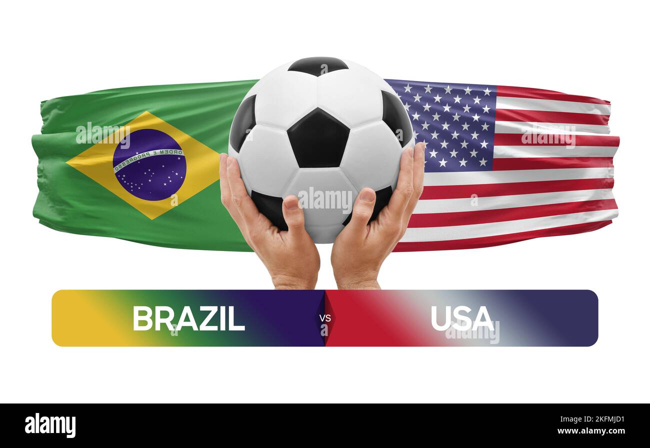 Brazil vs USA national teams soccer football match competition concept