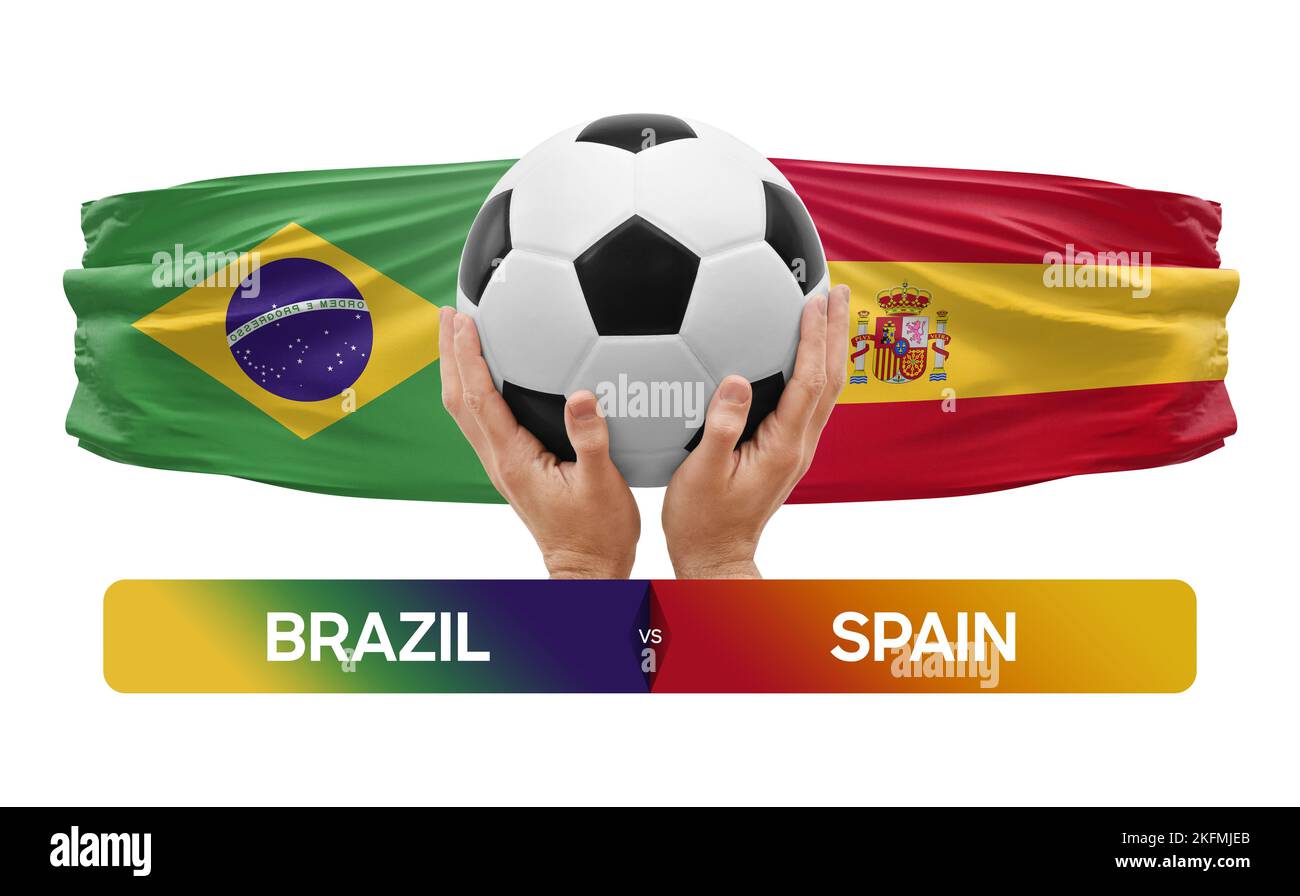 Brazil vs Spain national teams soccer football match competition