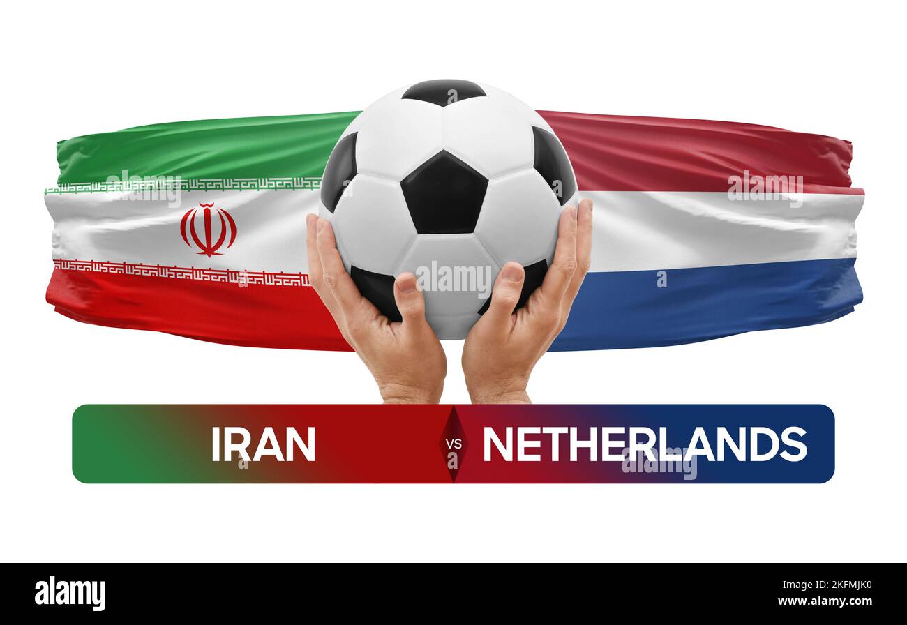 Iran vs Netherlands national teams soccer football match competition concept. Stock Photo