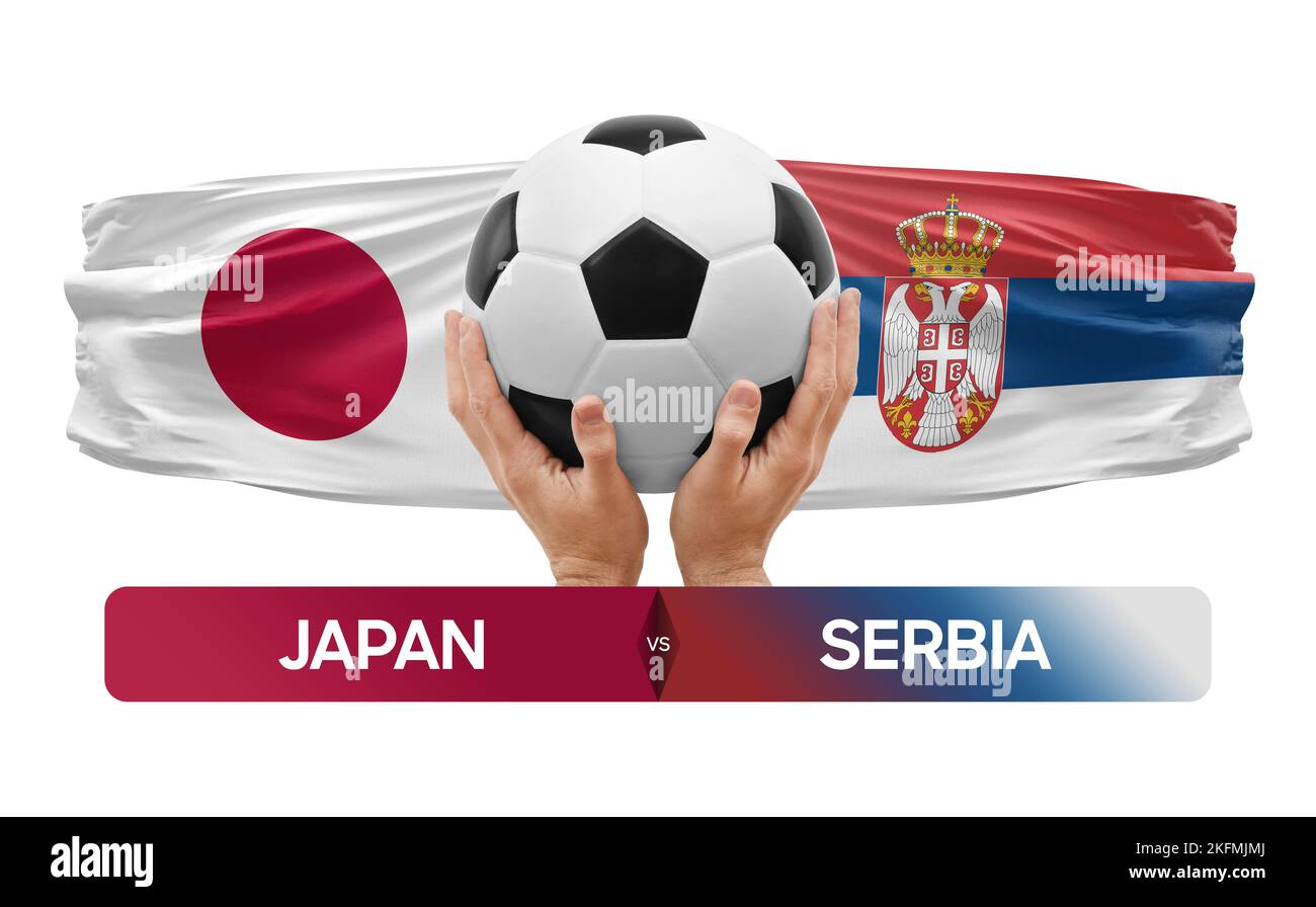 Japan vs Serbia national teams soccer football match competition concept. Stock Photo