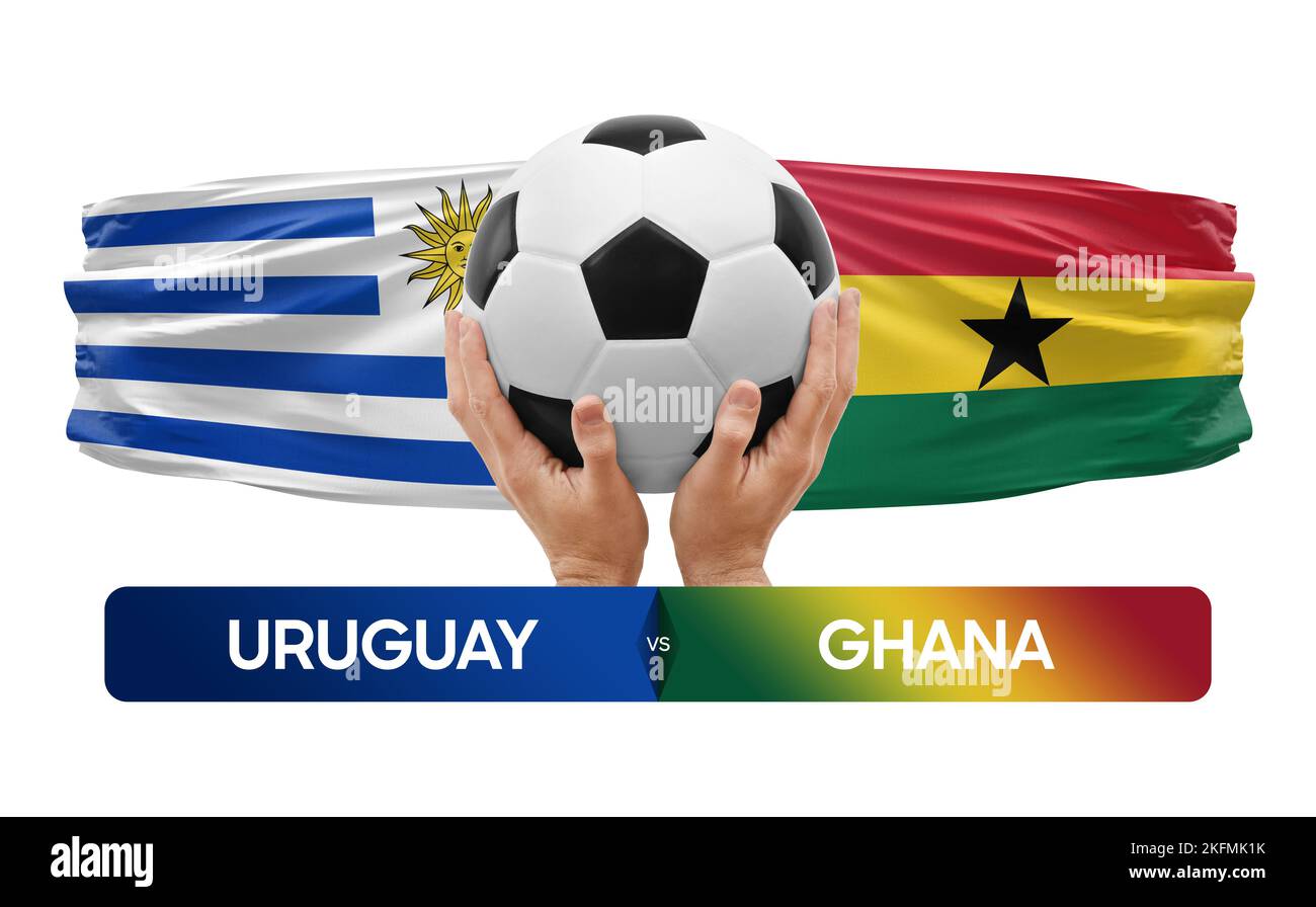 Uruguay vs Ghana national teams soccer football match competition concept. Stock Photo