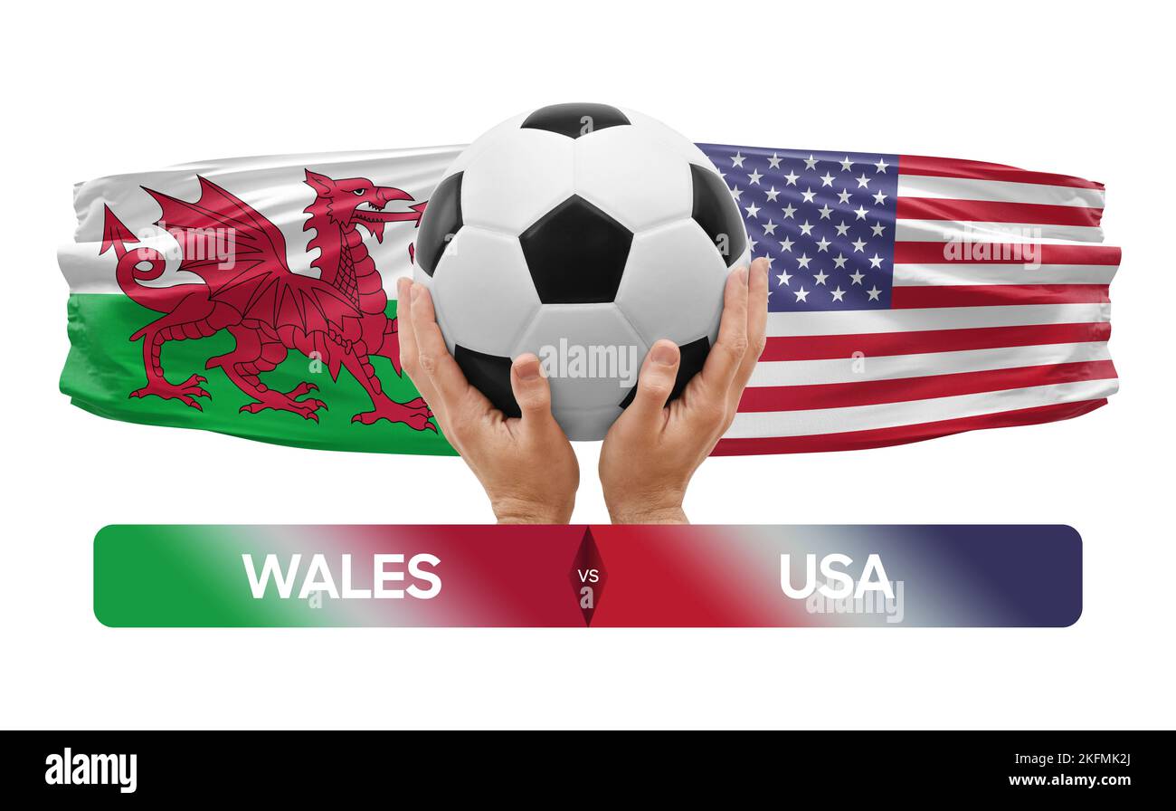 Wales vs USA national teams soccer football match competition concept