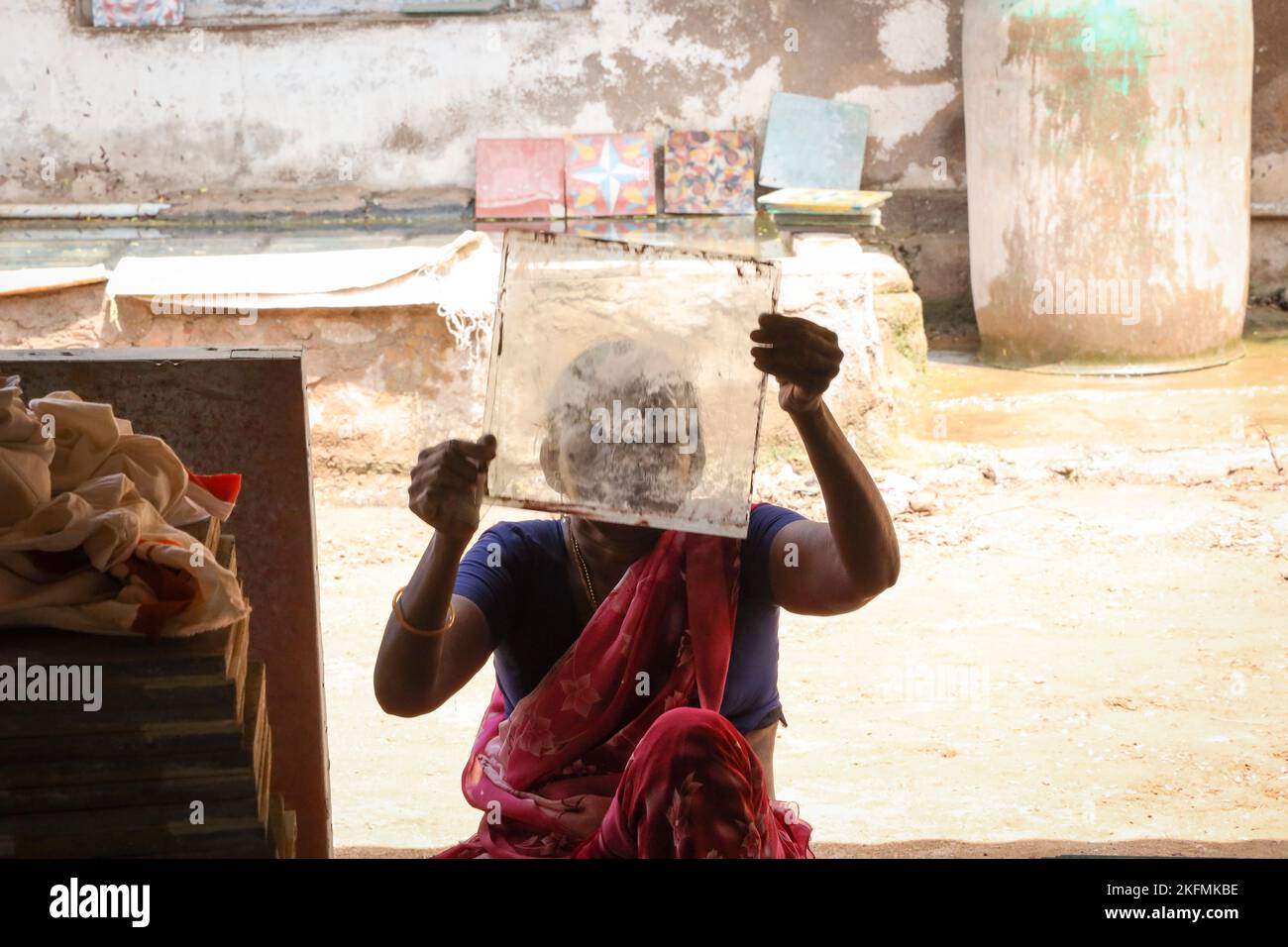 Athangudi tile production in Attangudi,Tamil Nadu,India Stock Photo Alamy