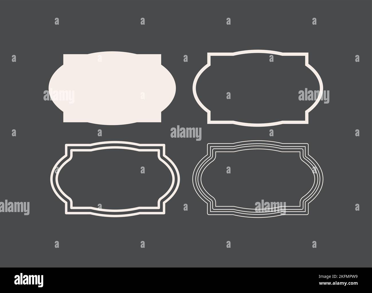 Wedding frame. Mailbox Monogram Basic Shape, Monogram Frame Empty frame label Vector Template. Stock Vector