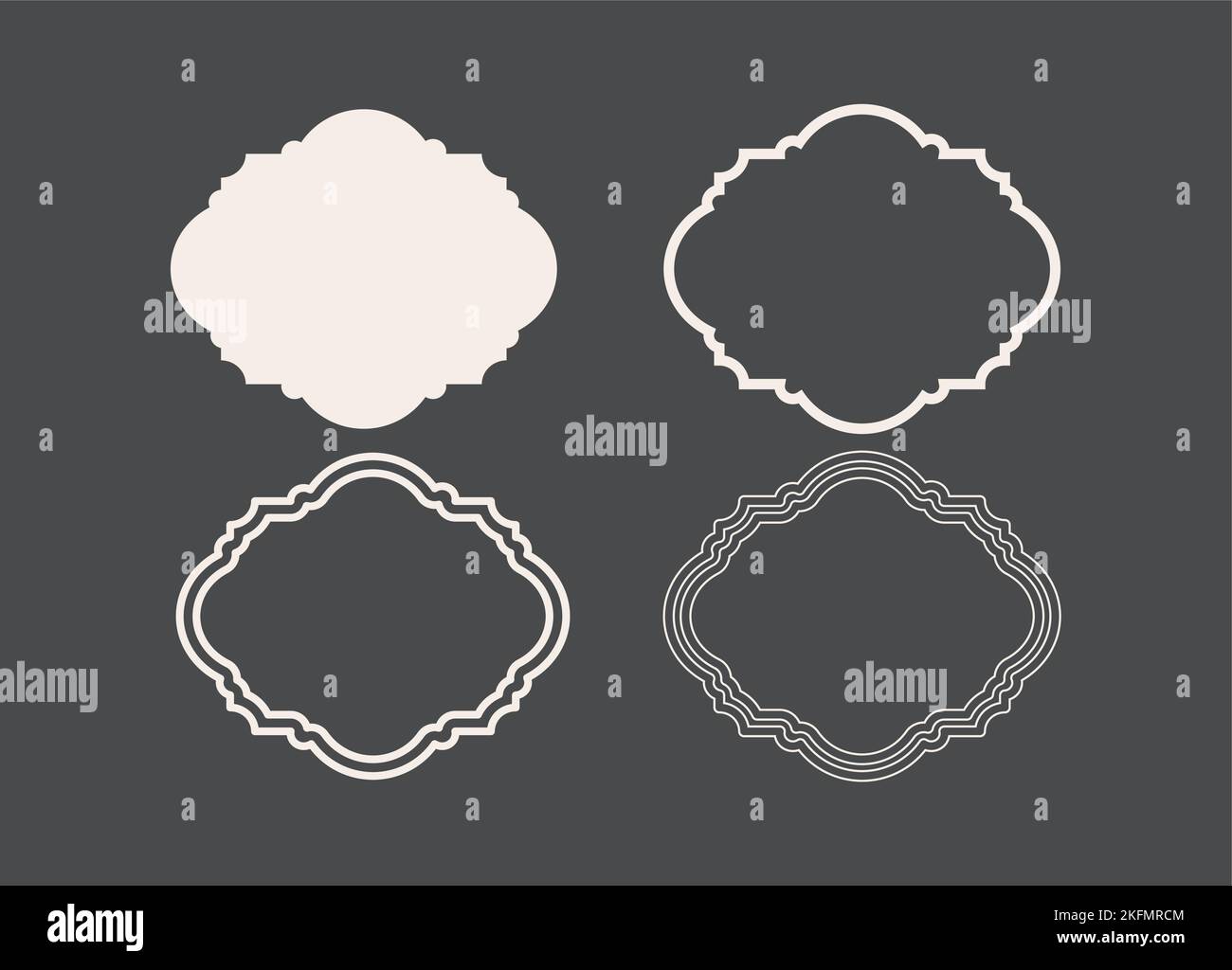 Wedding frame. Mailbox Monogram Basic Shape, Monogram Frame Empty frame label Vector Template. Stock Vector