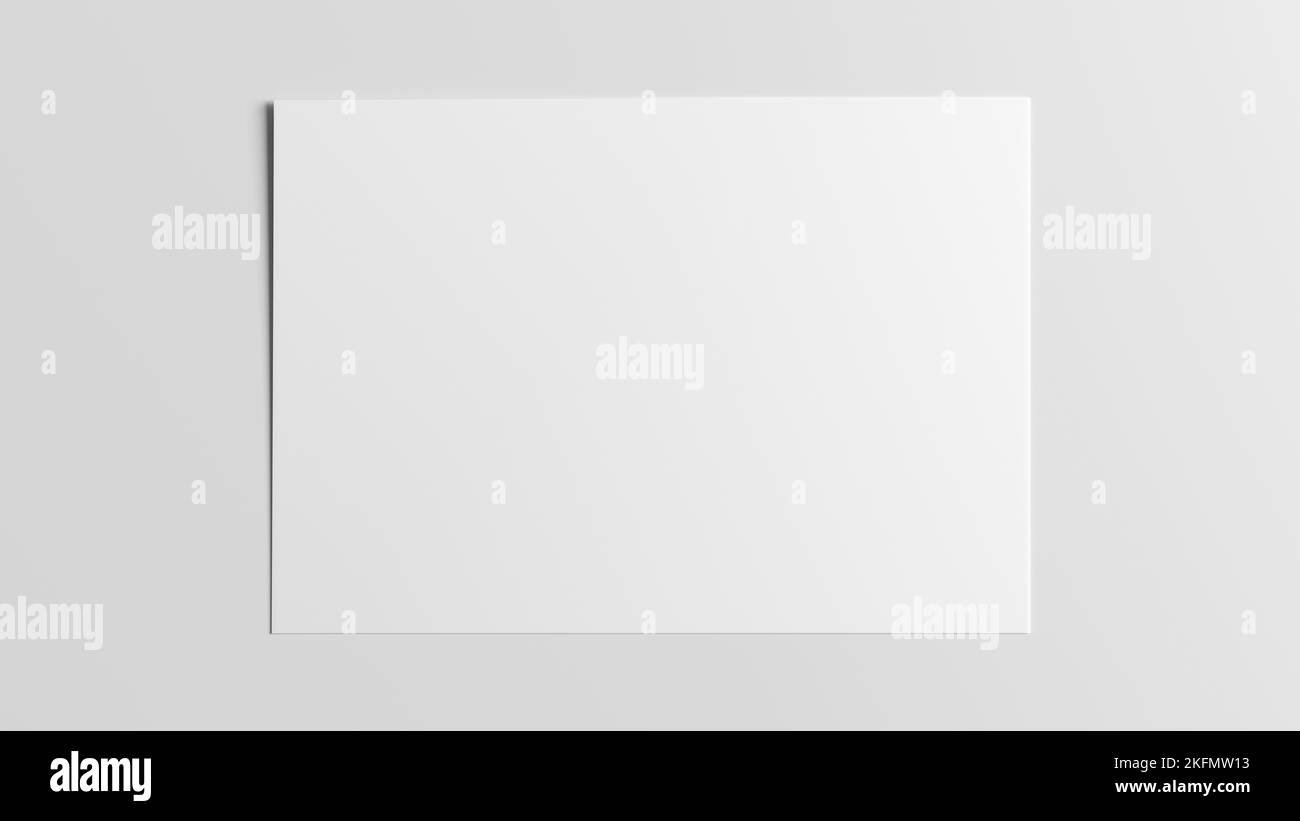 Blank sheet of paper mock up on the white wooden table Stock Photo Alamy