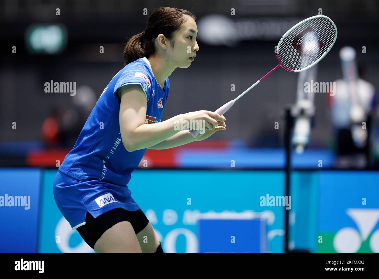 SYDNEY, AUSTRALIA - NOVEMBER 17: Misaki Matsutomo of Japan in action during the mixed doubles match between Japan and Taipei at Quaycentre on November 17, 2022 in Sydney, Australia Stock Photo