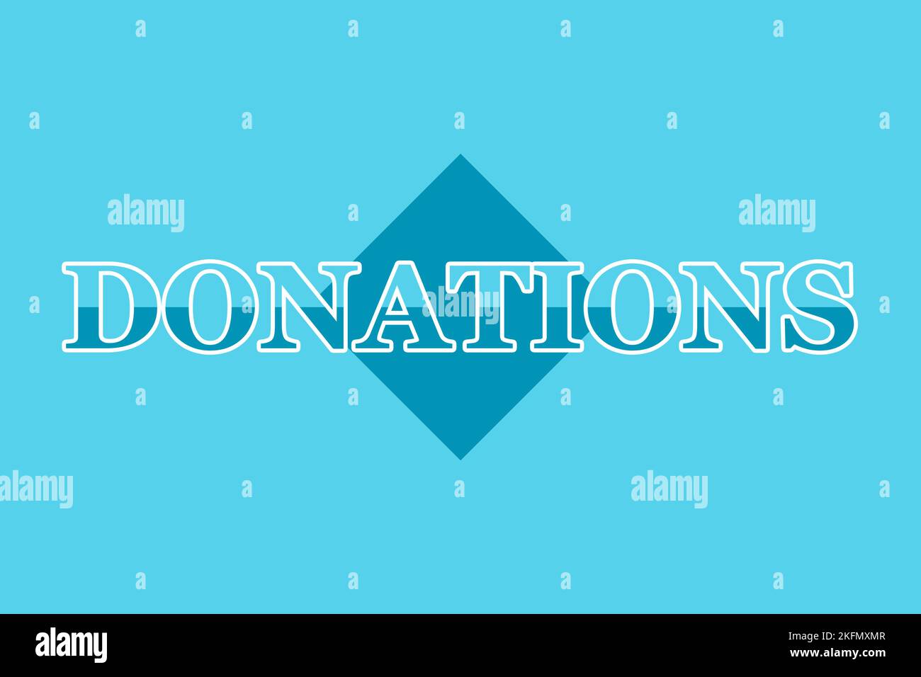 Donations. Colorful typography banner with word. Text caption, art lettering, creative colorful font. Rubric concept. Minimalistic design Stock Photo