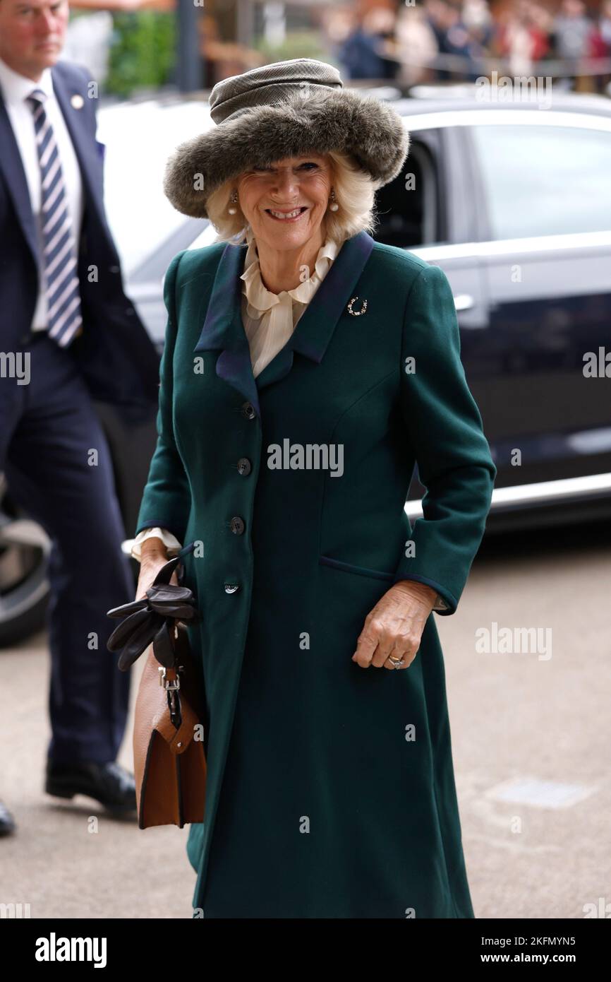 The Queen Consort smiles as she arrives at Ascot's November racing