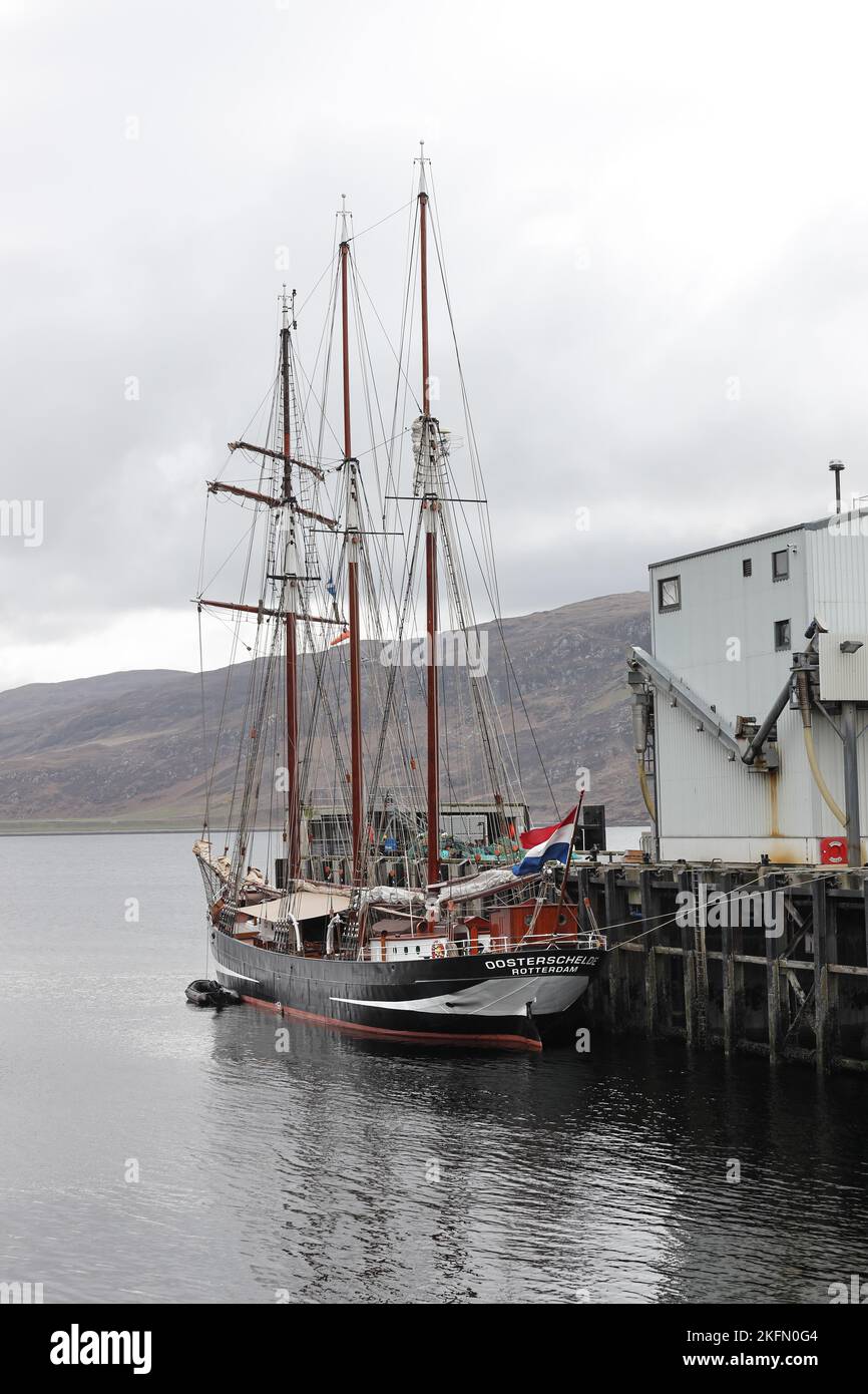 The Tall Ship Oosterschelde, a Dutch Three-masted Topsail Schooner, Moored in Ullapool, Scotland, UK Stock Photo