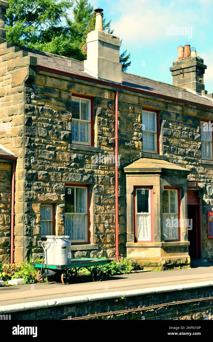 Sunlight on the station house and ticket office at Goathland, North